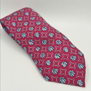 Hermes Red and Blue Beach Ball Silk Tie 7658 TA